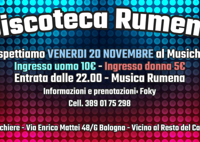 20 Novembre – Discoteca Rumena